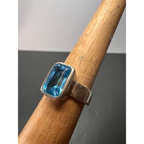 NEW Swiss blue topaz sterling silver ring size 7 / 6.65 grams - Picture 3 of 11